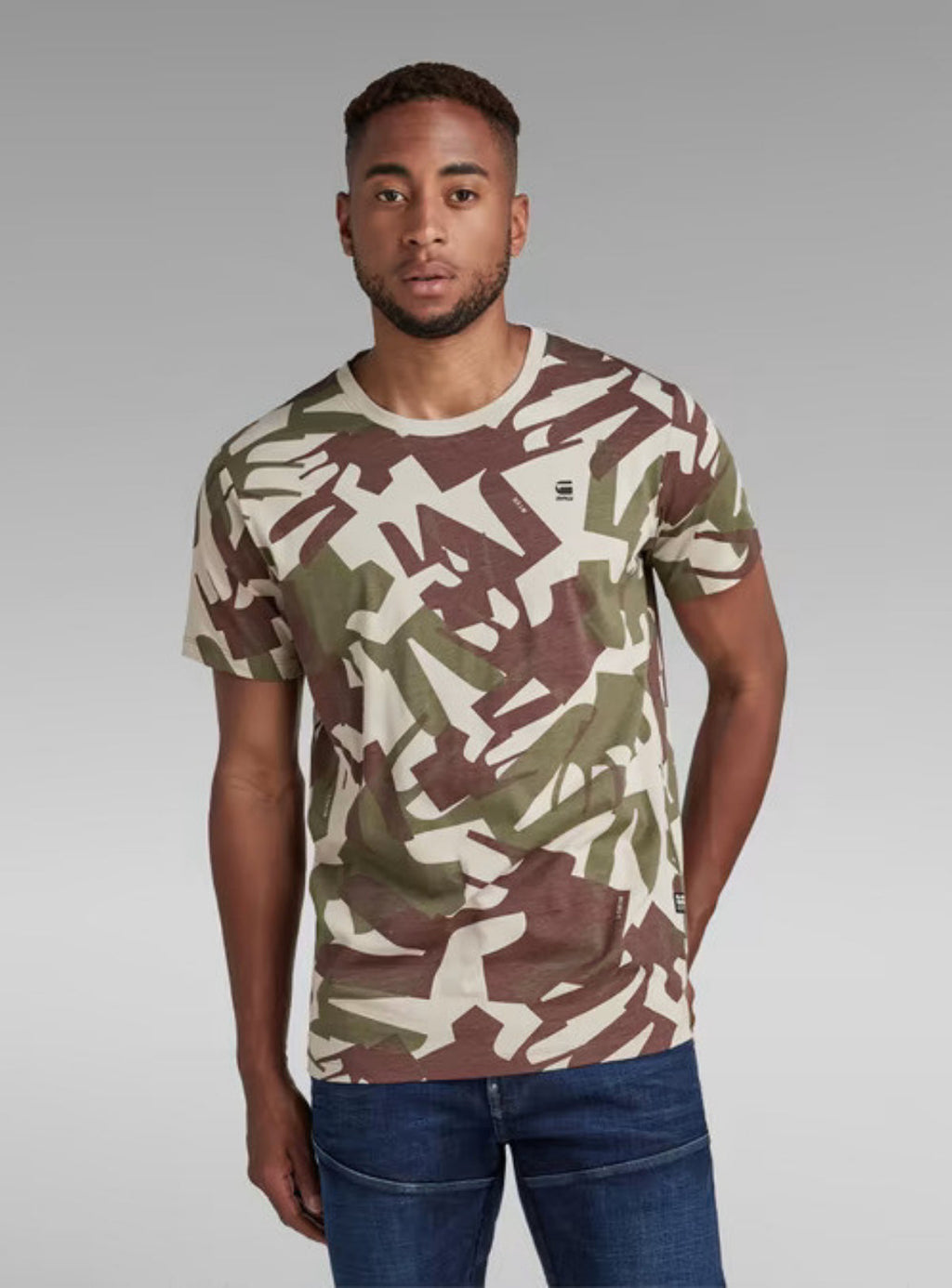 G-Star T-Shirt - Camo Logo - Dk Brick Peacehand - D21379