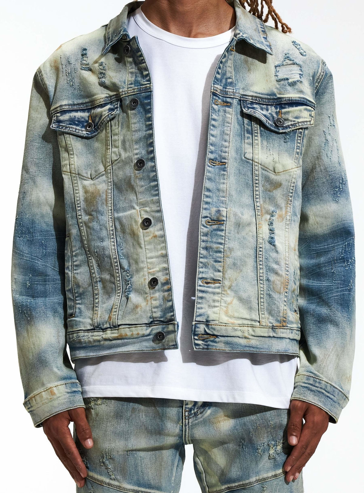 Crysp Denim Jean Jacket - Sand Blue - Cryspf221-200