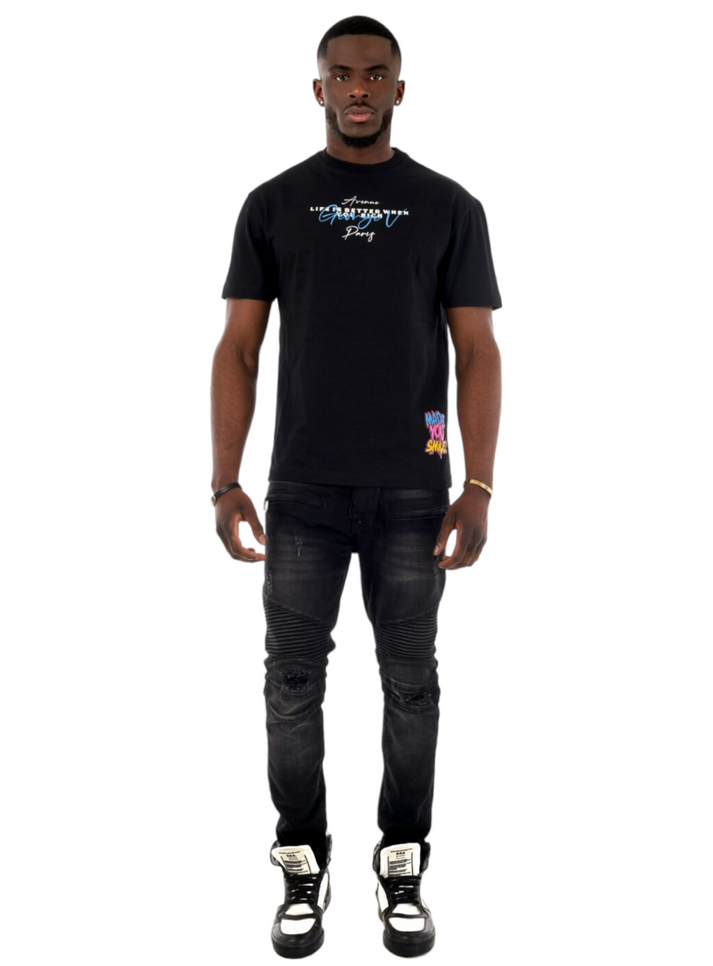 George V T-Shirt - Made You Smile - Black - GV2553