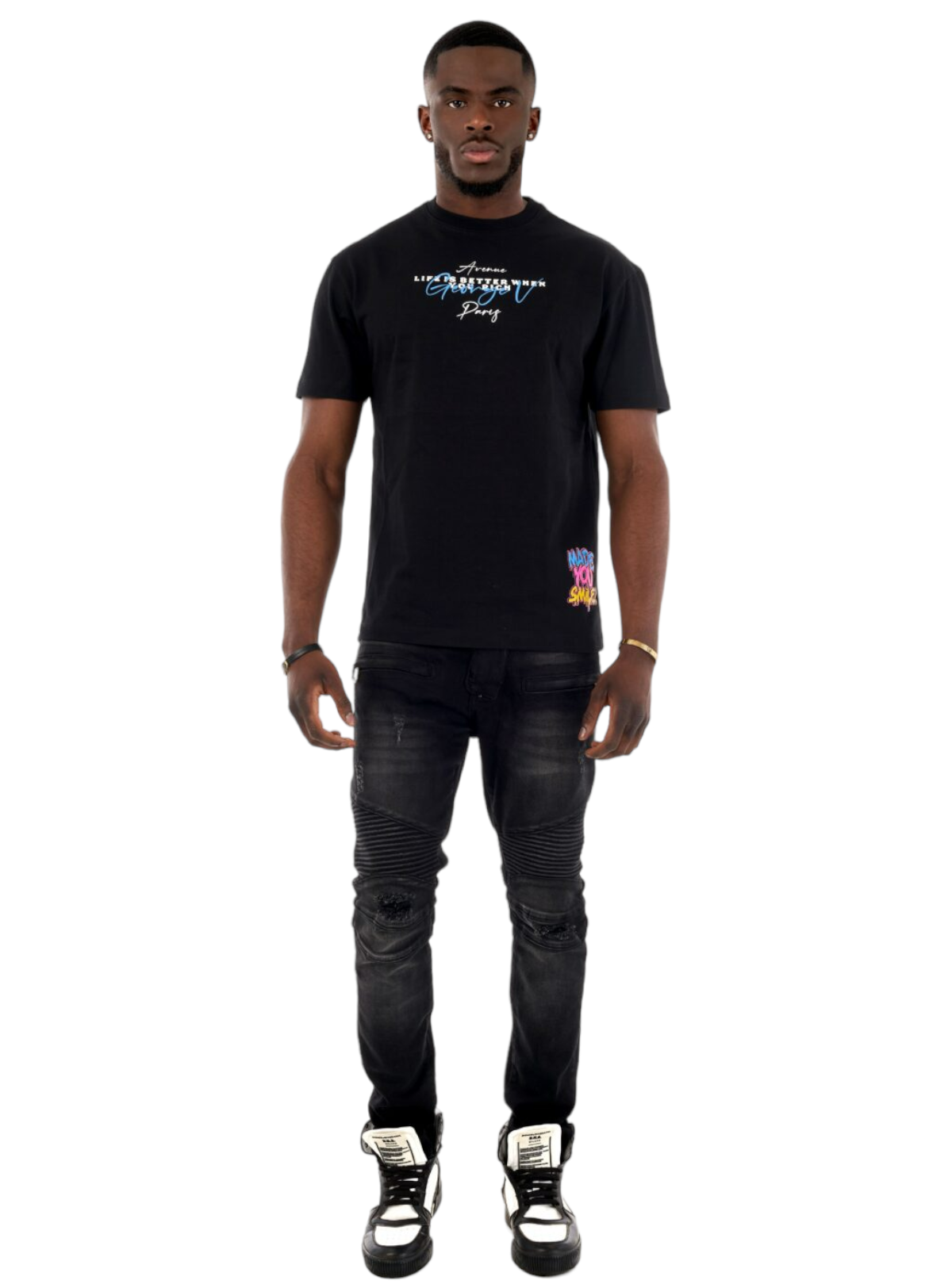 George V T-Shirt - Made You Smile - Black - GV2553