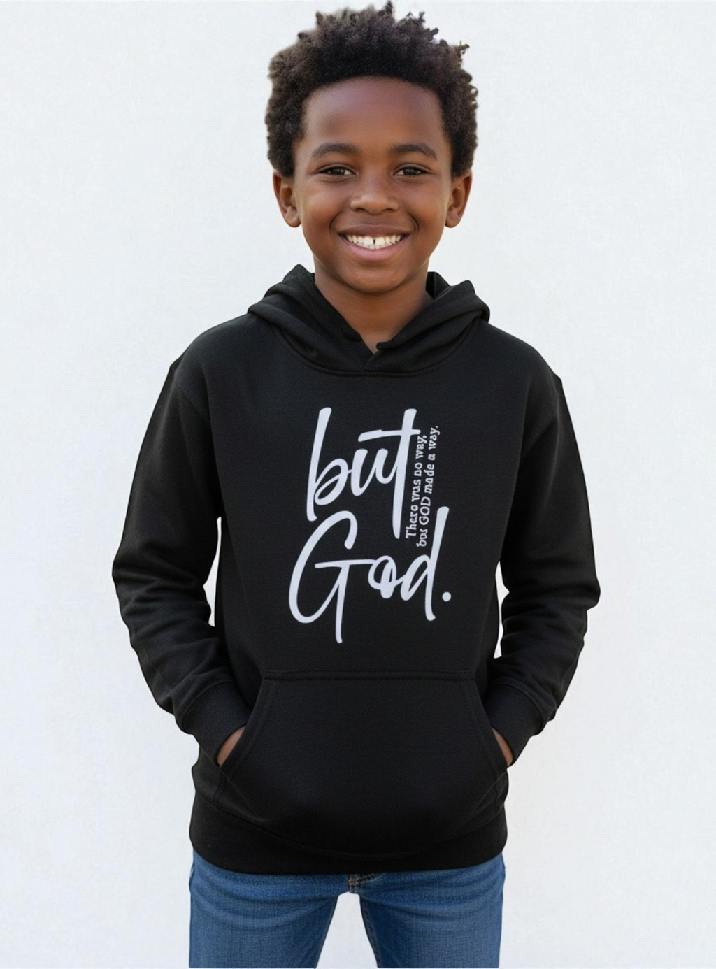 Disaster Juniors Jeans - Kids Hoodie But God - Black