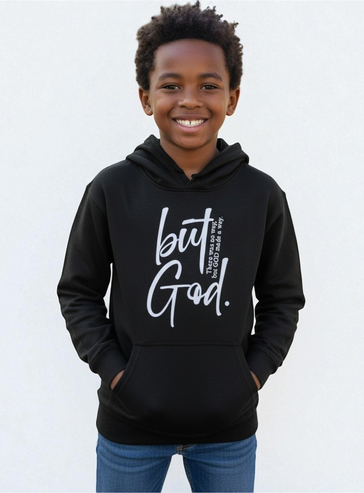 Disaster Juniors Jeans - Kids Hoodie But God - Black