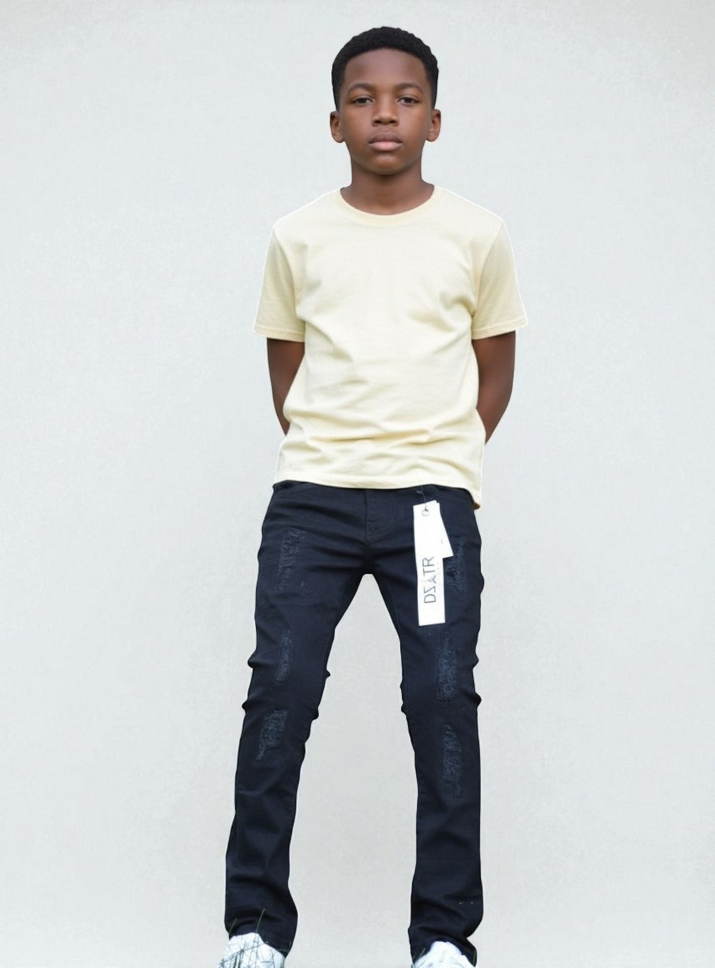 Disaster Juniors Jeans - Kids Ultra Stretch Denim - Black Rips - DZTR-K-007