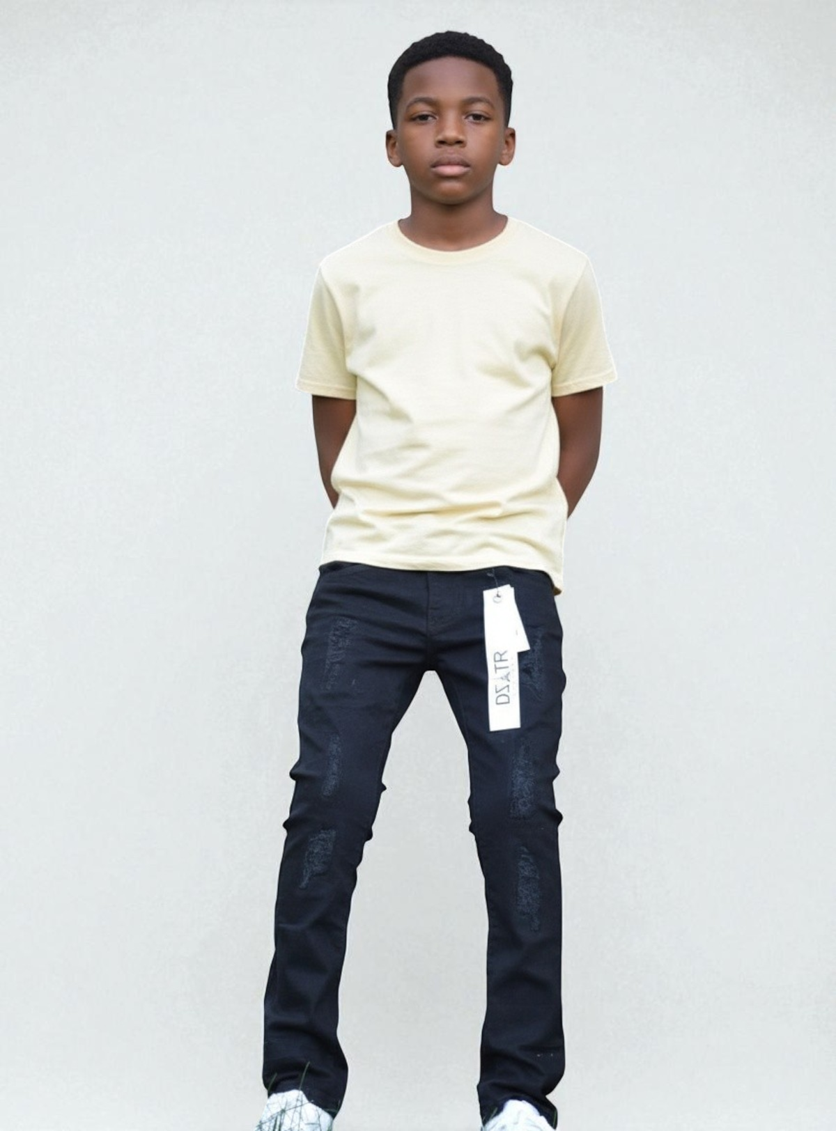 Disaster Juniors Jeans - Kids Ultra Stretch Denim - Black Rips - DZTR-K-007