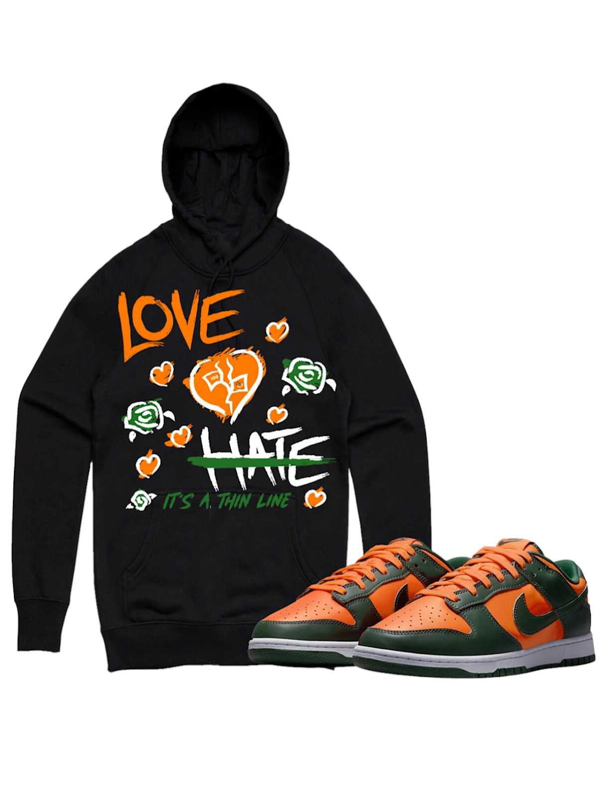 Pg Apparel Hoodie - Love Hate - Black With Miami - LH400