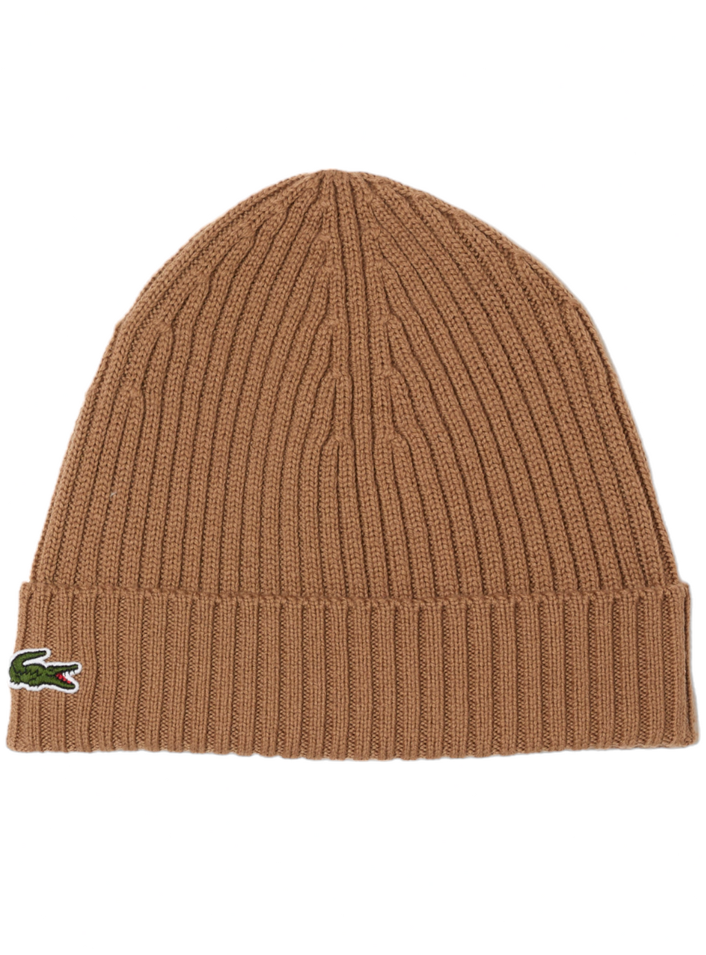 Lacoste Hat - Unisex Ribbed Wool Beanie - Brown - RB0001