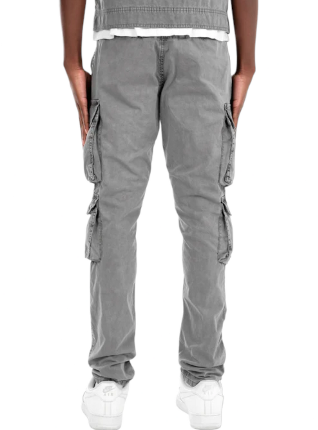Copper Rivet Cargo Pants - With Belt - Grey - 333236