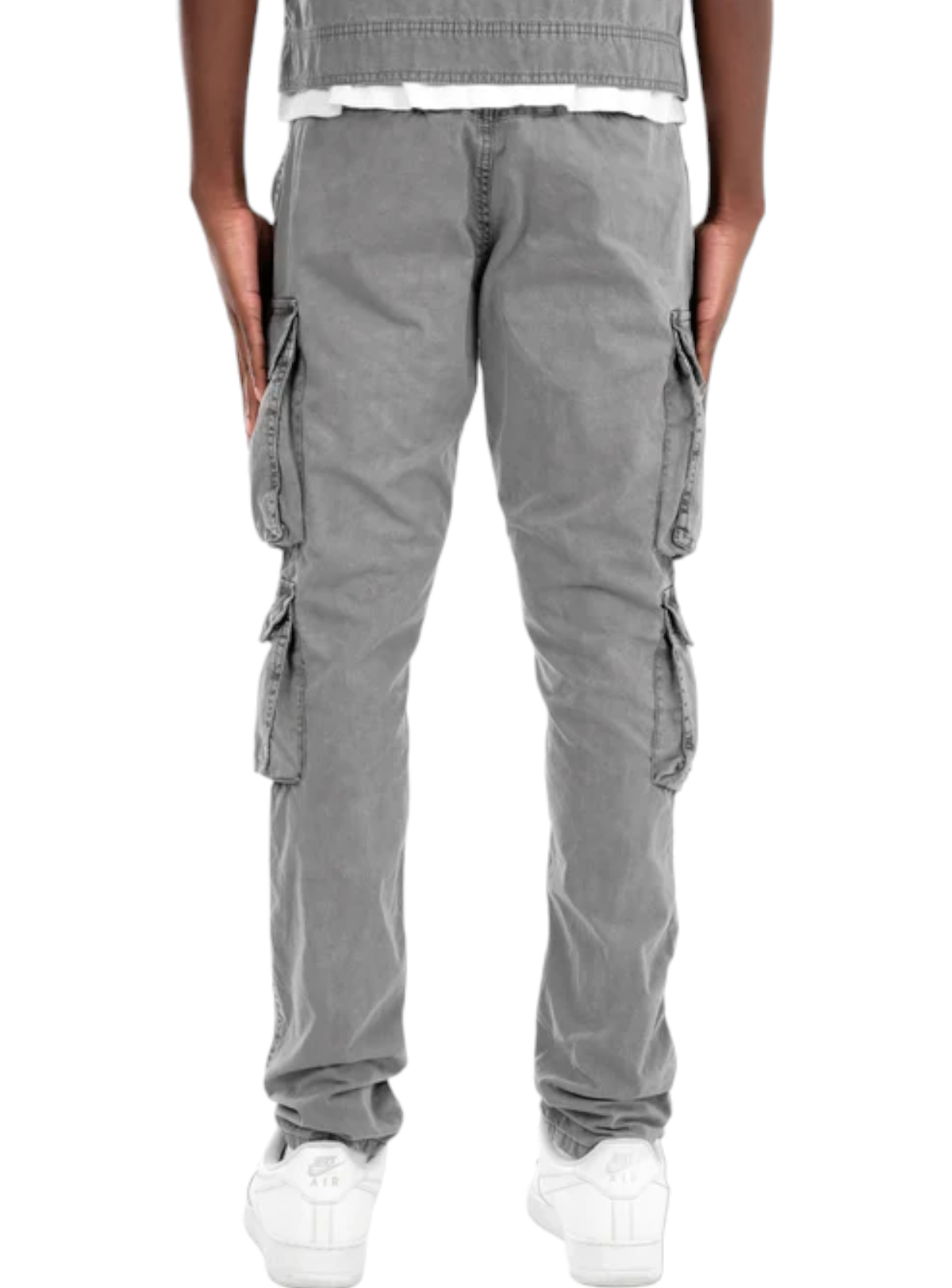 Copper Rivet Cargo Pants - With Belt - Grey - 333236