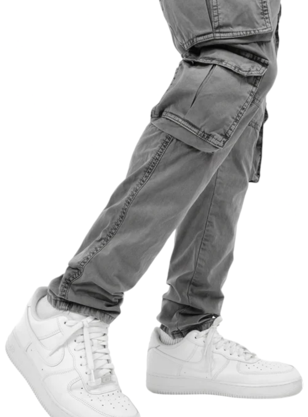 Copper Rivet Cargo Pants - With Belt - Grey - 333236