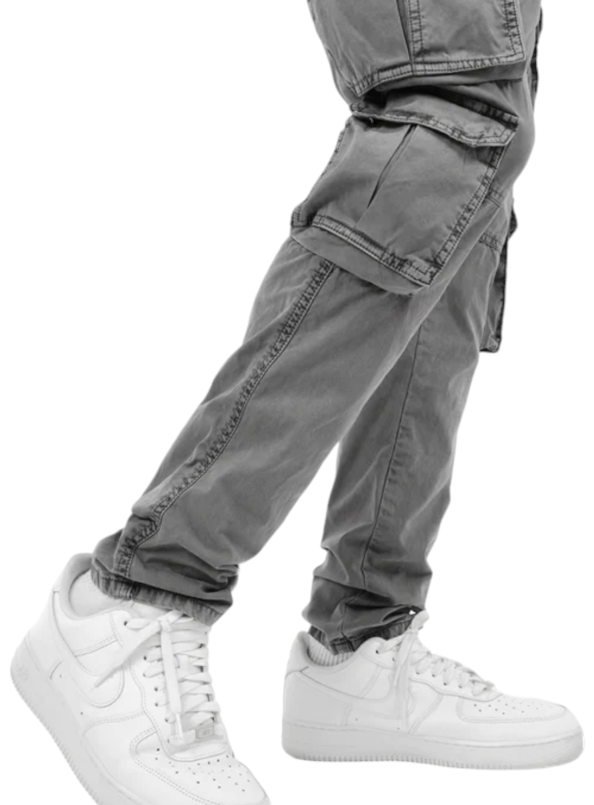 Copper Rivet Cargo Pants - With Belt - Grey - 333236