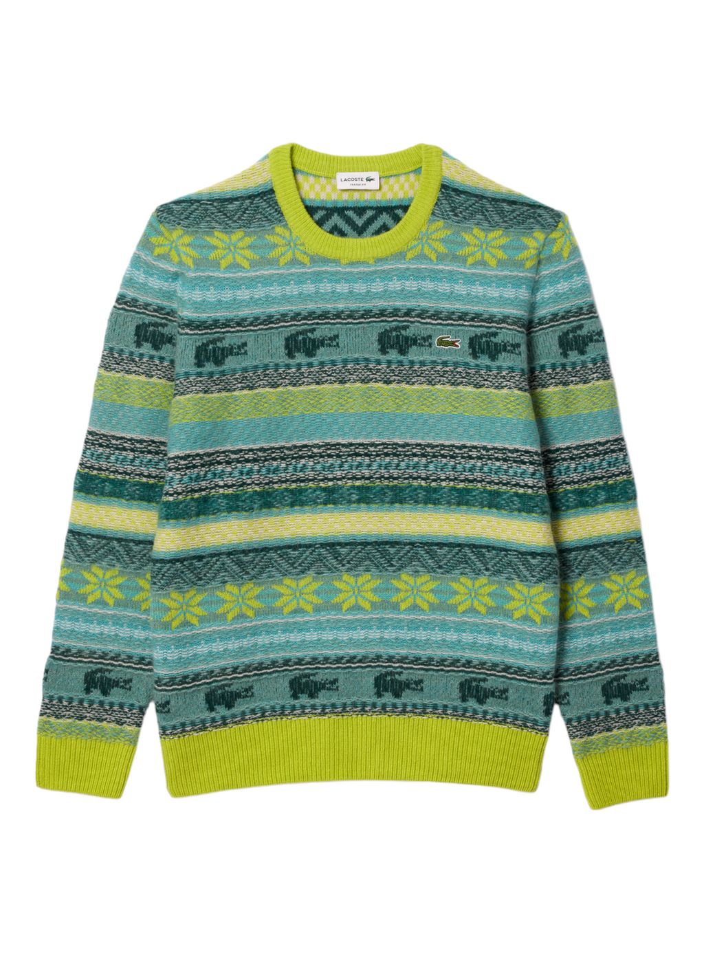Lacoste Sweater - Unisex Fair Isle Alpaca and Wool Blend - Flash Yellow - AH5663