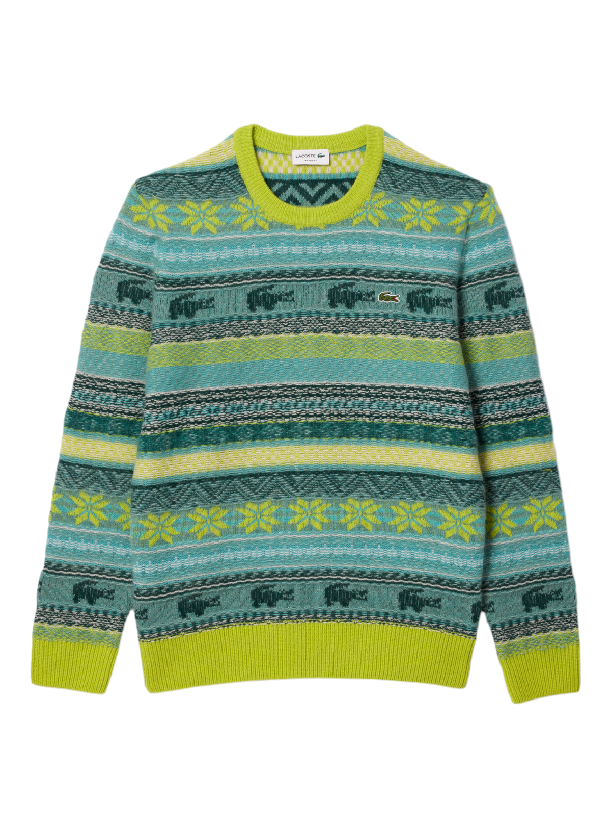 Lacoste Sweater - Unisex Fair Isle Alpaca and Wool Blend - Flash Yellow - AH5663