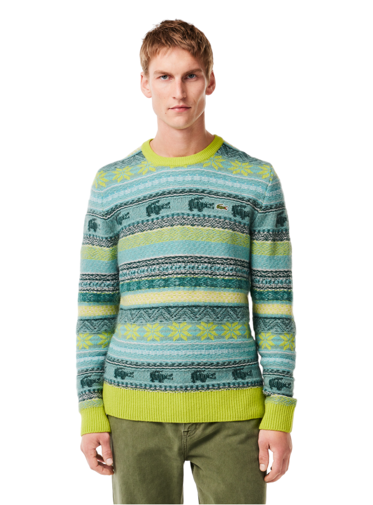 Lacoste Sweater - Unisex Fair Isle Alpaca and Wool Blend - Flash Yellow - AH5663