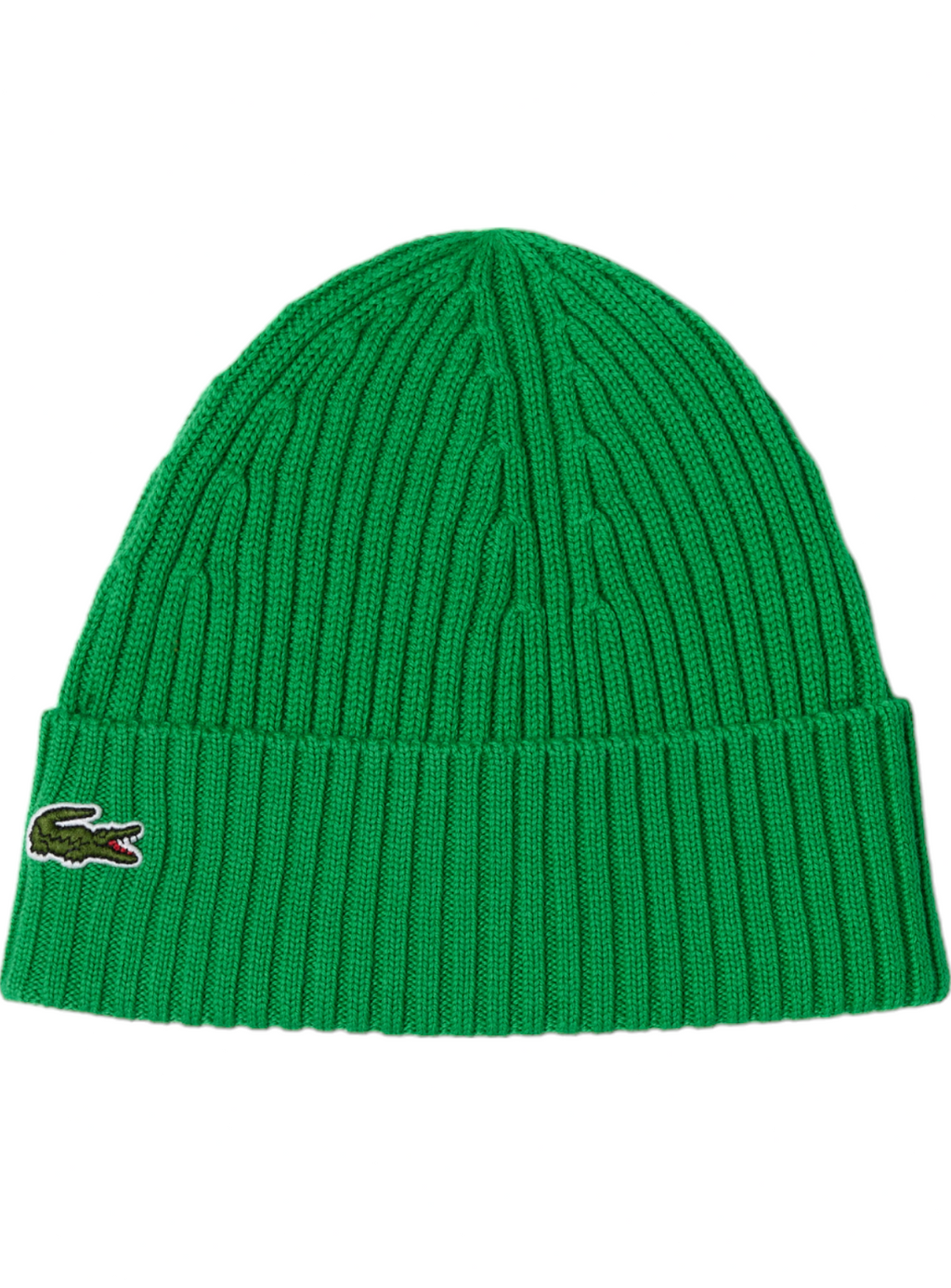 Lacoste Hat - Unisex Ribbed Wool Beanie - Green - RB0001