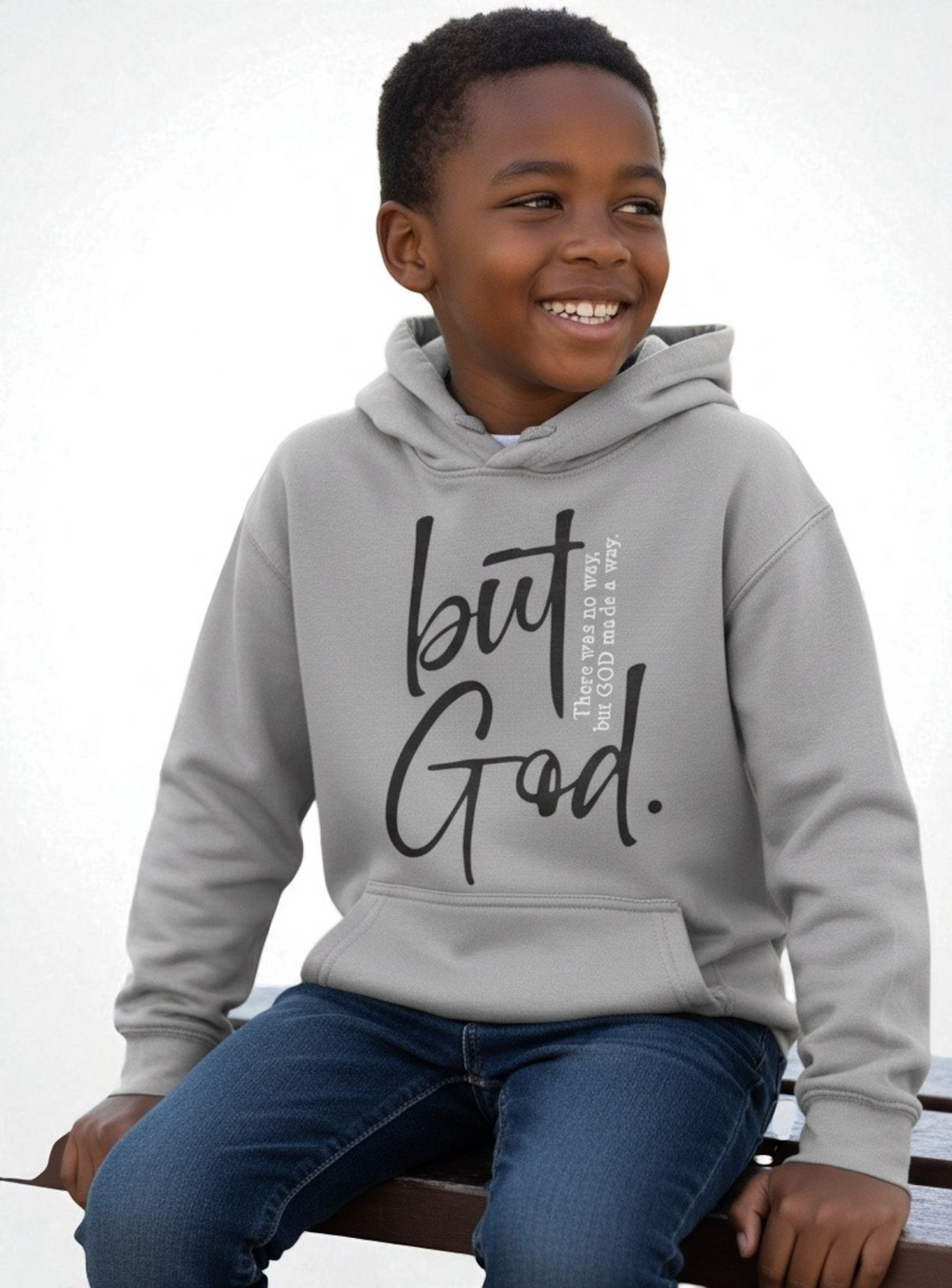 Disaster Juniors Jeans - Kids Hoodie But God - Grey