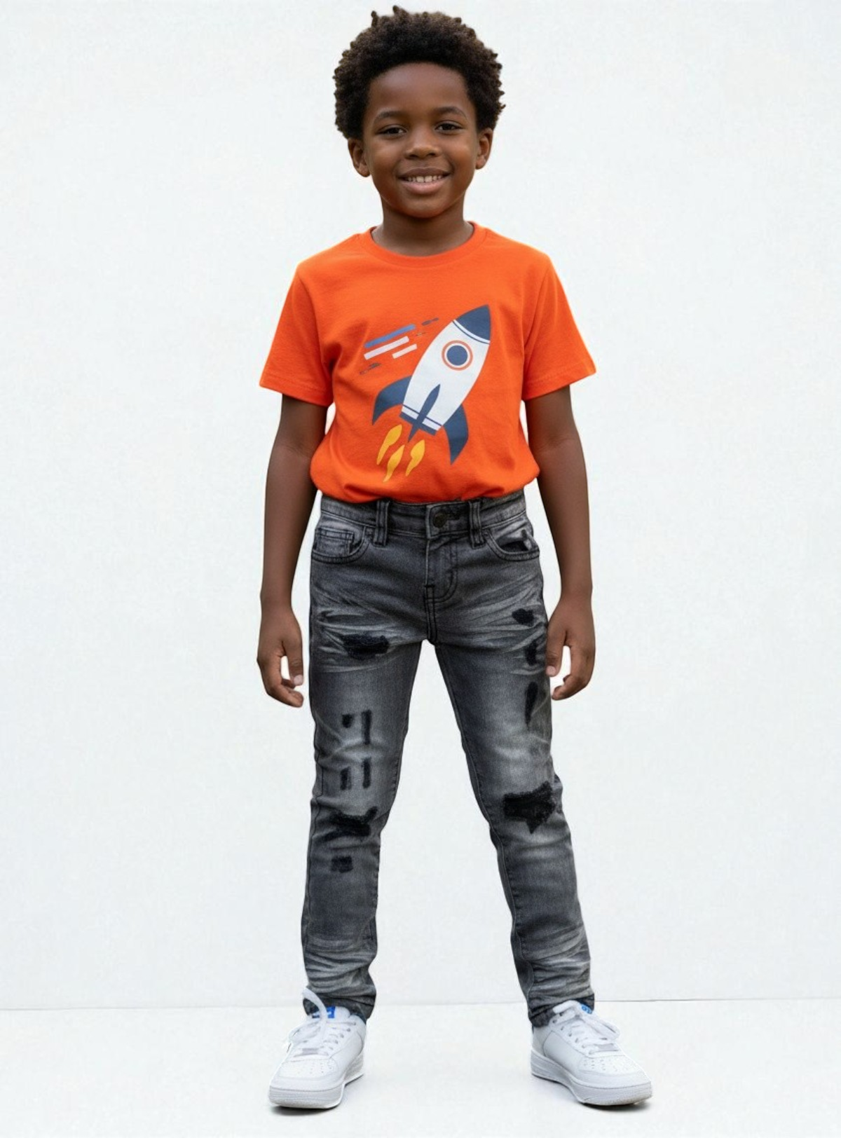 Disaster Juniors Jeans - Kids Ultra Stretch Denim - Grey Blk Rips - DZTR-K-002