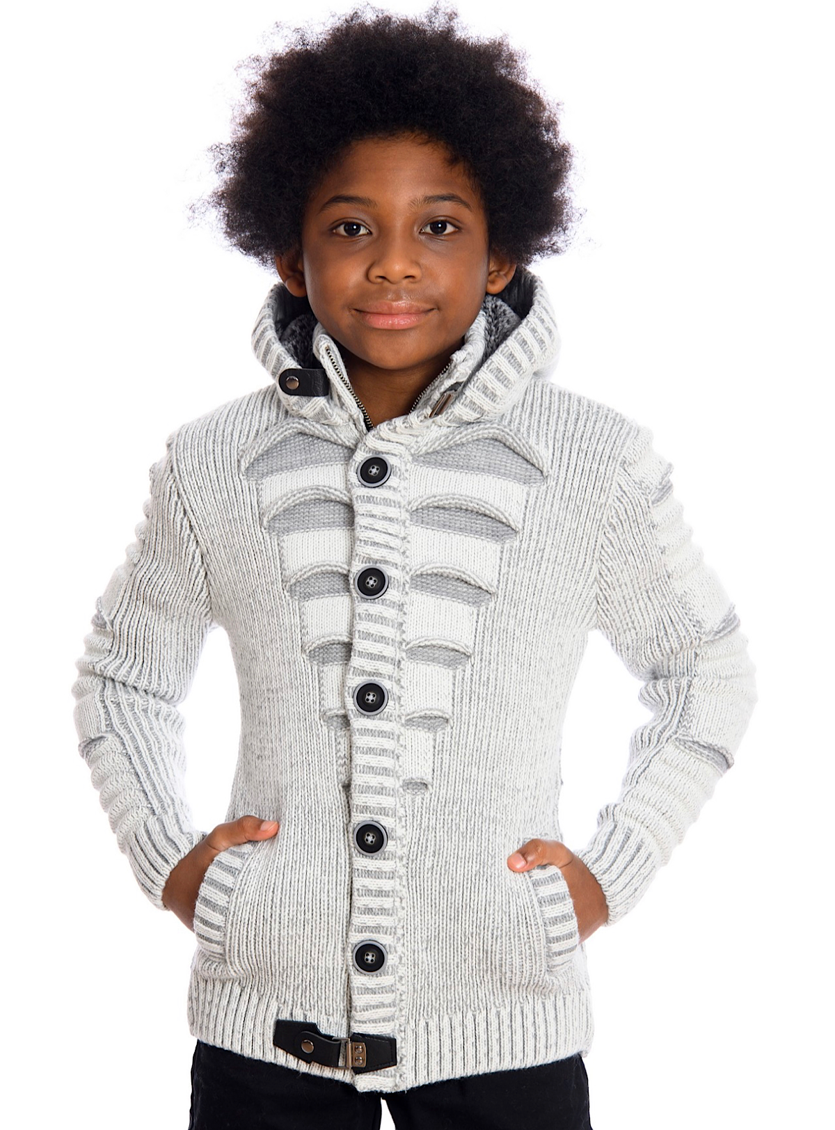 LCR Kids Sweater - Knit - Ecru And Grey - K-5605