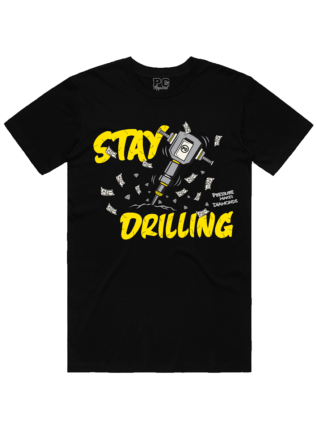 Pg Apparel T-Shirt - Drilling - Black And Yellow - DRILL100