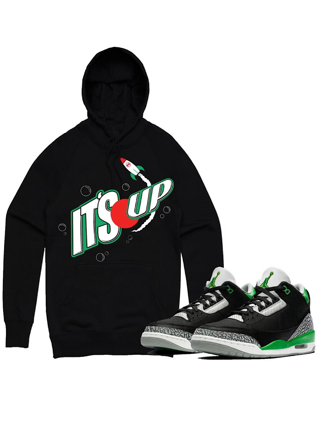 PG Apparel Hoodie - It's Up - Black and Green
