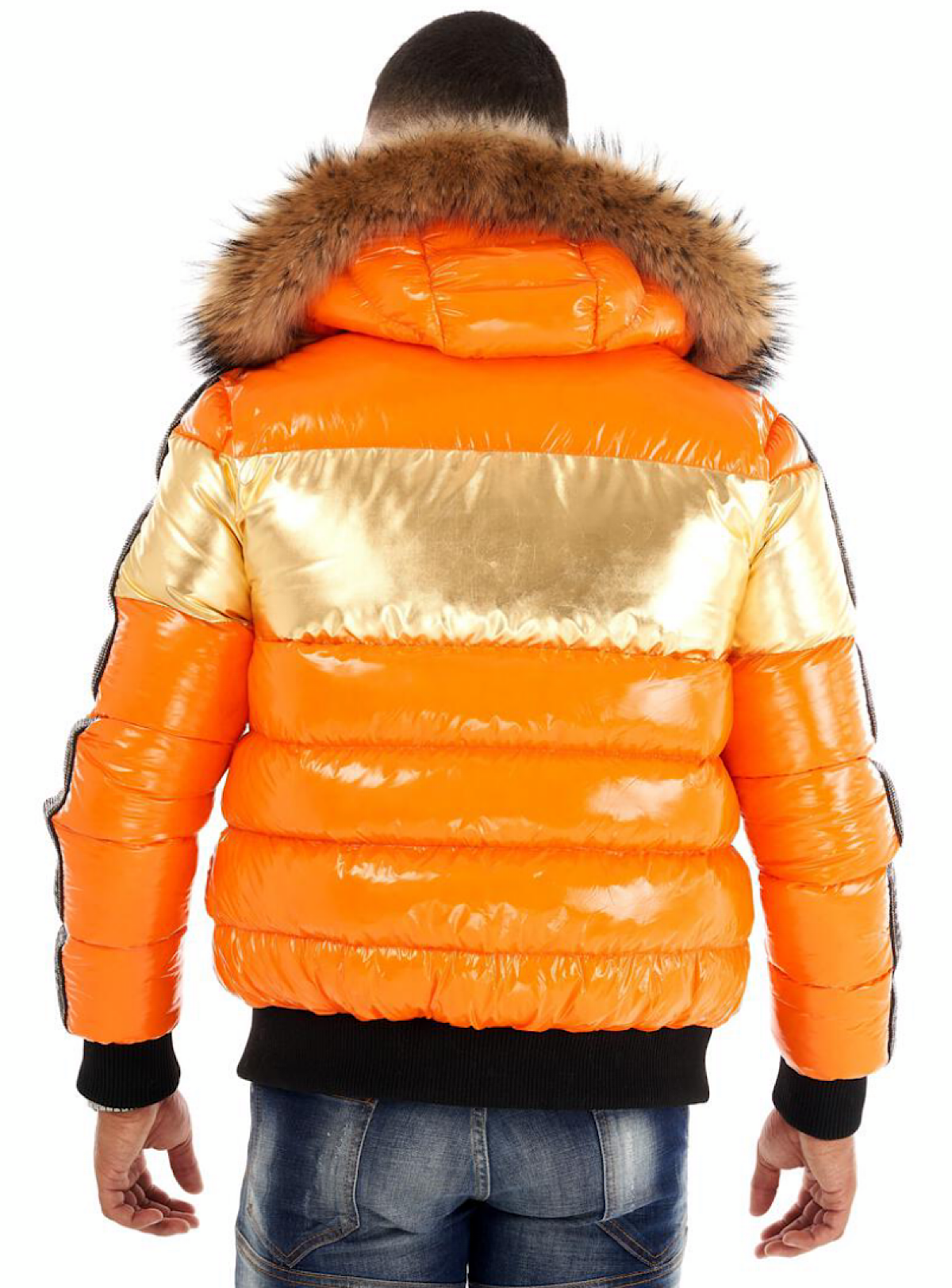 George V Puffer Jacket - Colorblock - Orange - GV9563
