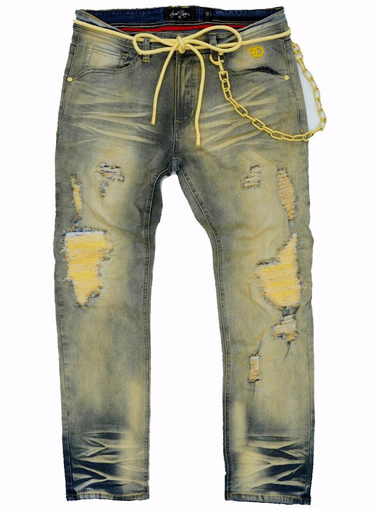 Frost Originals Jeans - Cord & Chain - Dirt Wash With Yellow - F1777