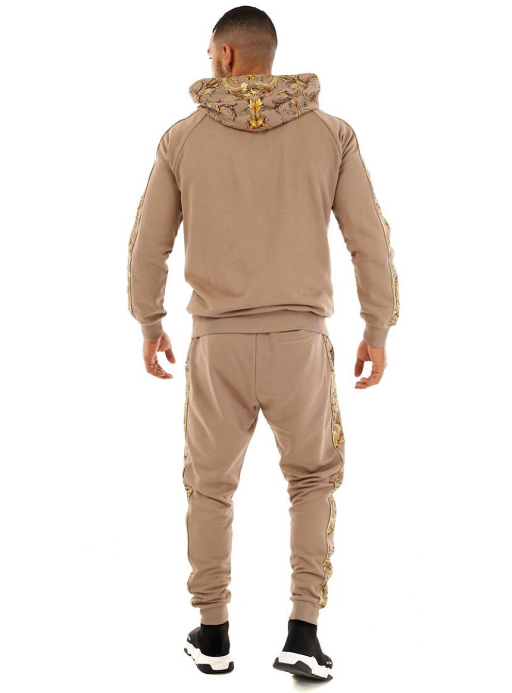 George V Sweatsuit - Side Logo - Beige And Gold - GV2420