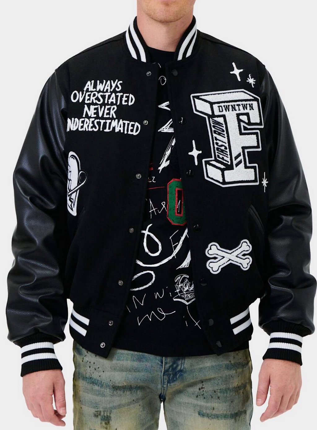 First Row Jacket - The Easy Life Varsity - Black - FRJ001