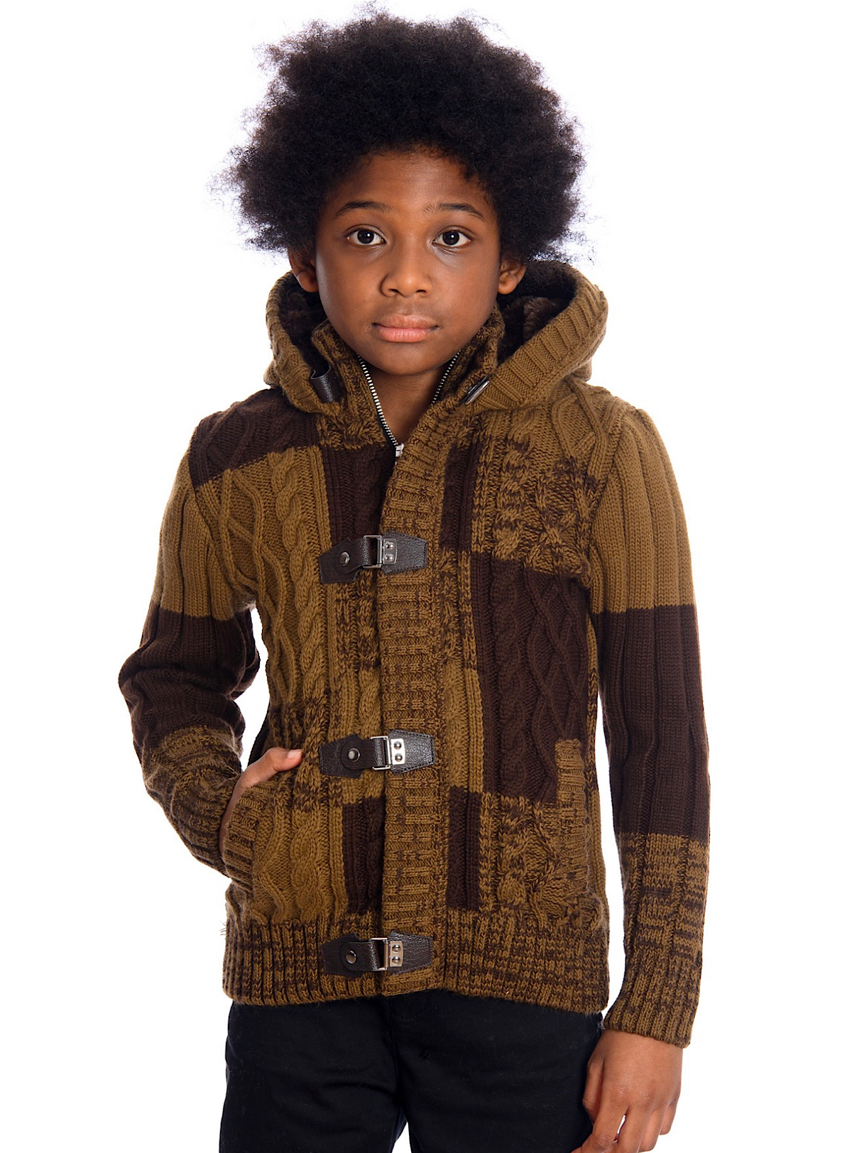 LCR Kids Sweater - Knit - Camel And Brown - K-6590