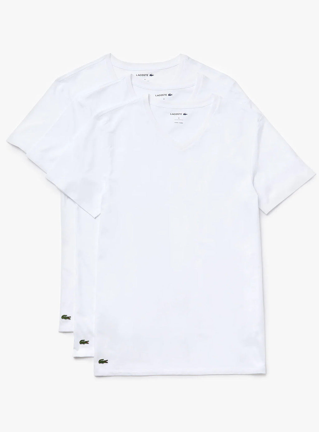 Lacoste T-Shirt - V-Neck Slim Fit 3-Pack - White - TH3374