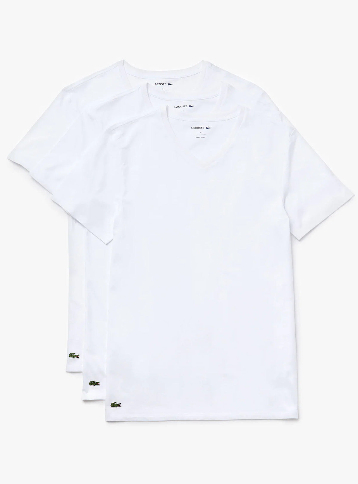 Lacoste T-Shirt - V-Neck Slim Fit 3-Pack - White - TH3374