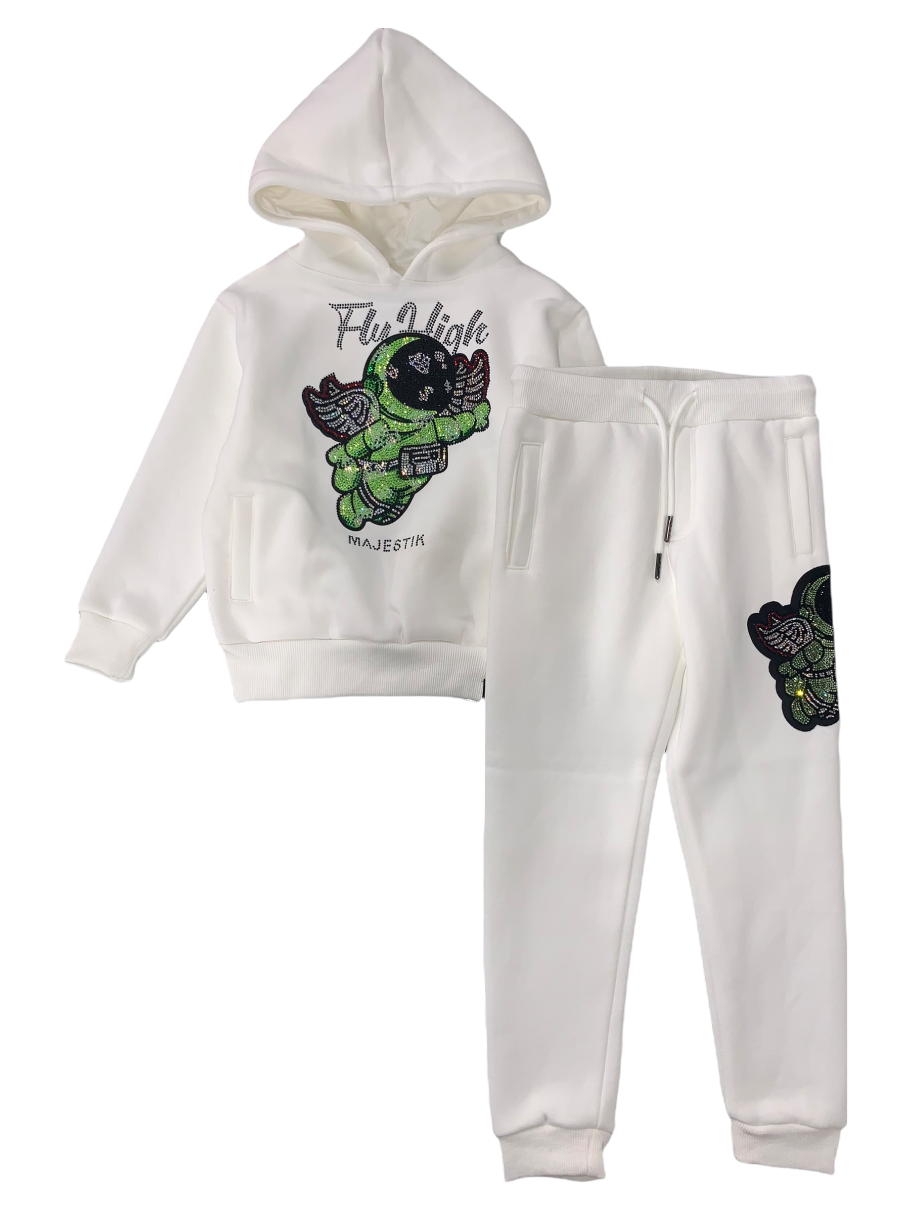 Majestik Kids Jogger Set - Fly High - White - KD2123