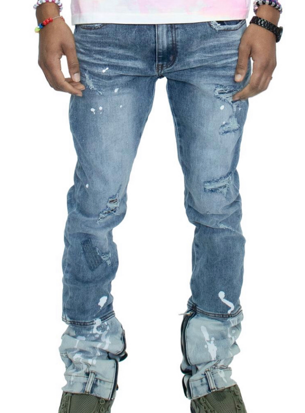 Majestik Jeans - Stacked Rips and Repair - Gradation Ash - DL2243
