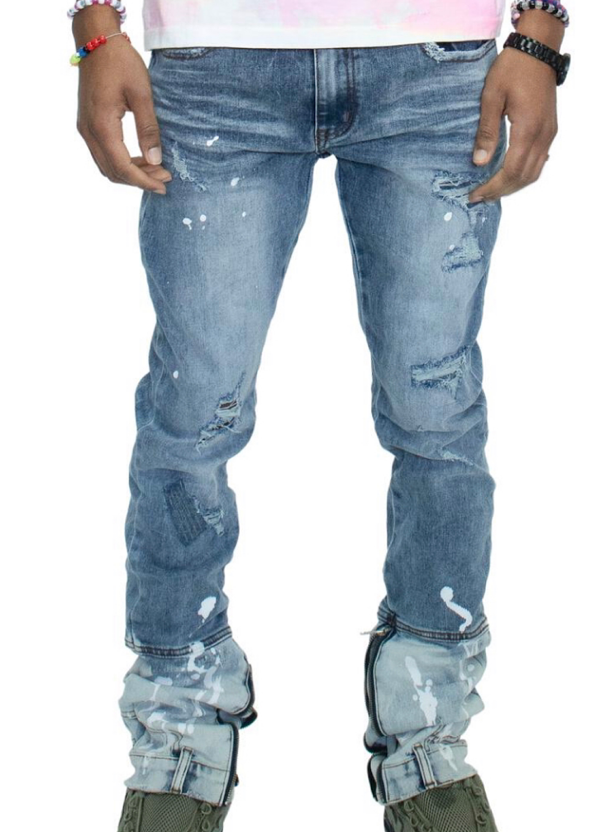 Majestik Jeans - Stacked Rips and Repair - Gradation Ash - DL2243