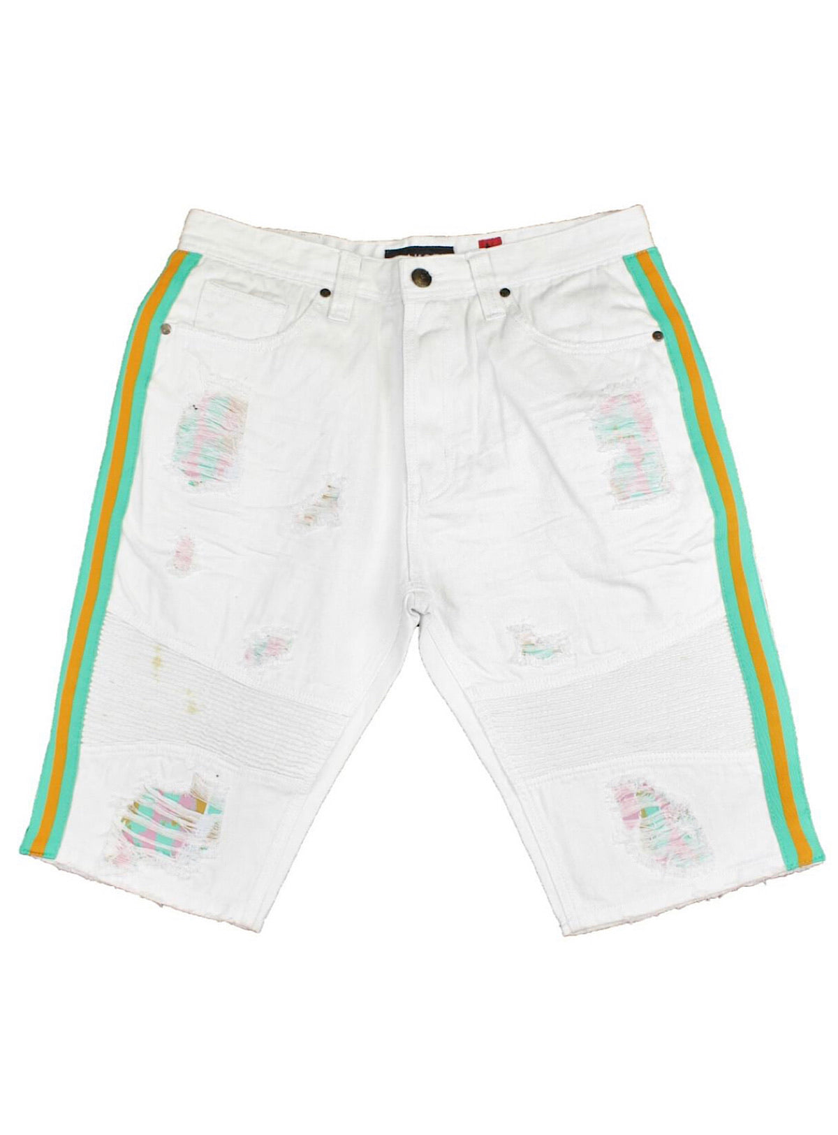 Makobi Jean Shorts - Stripe - White/Green - M757