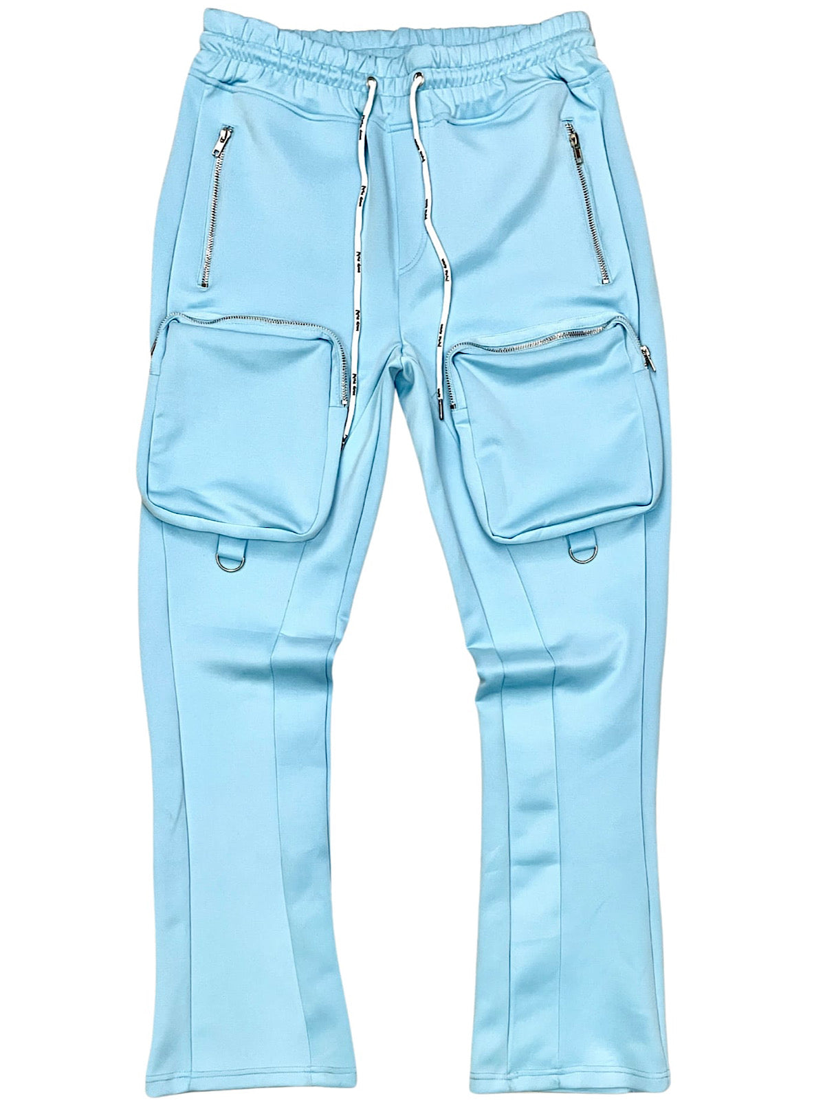 Motive Denim Cargo Stacked Track Pants - Sky Blue - MT100