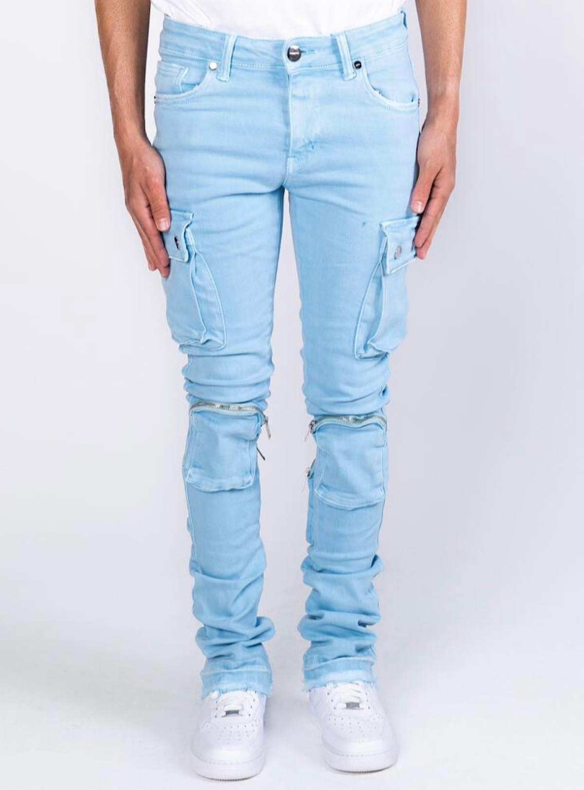 Pheelings Jeans - Never Look Back Cargo Flare Stacked - Sky Blue - PH-SS22-78