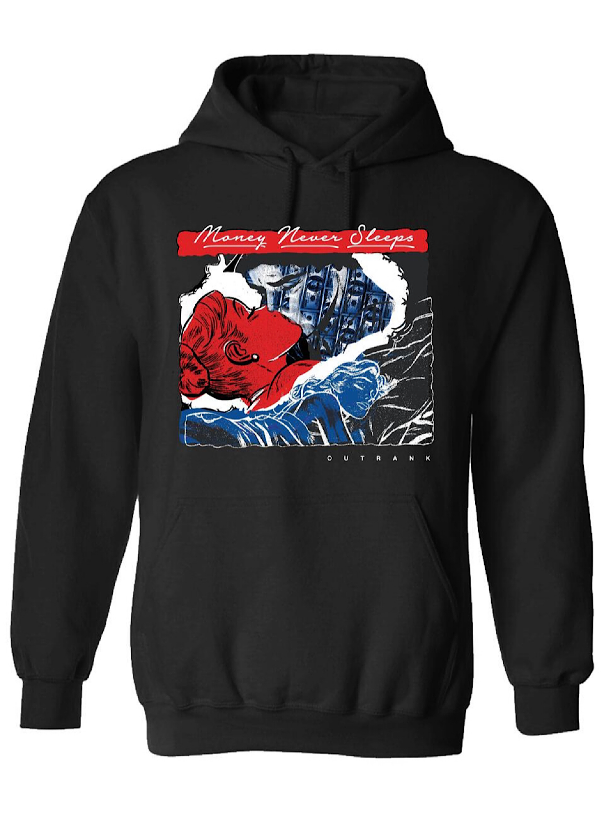 Outrank Hoodie - Money Never Sleeps - Black - OR1666H