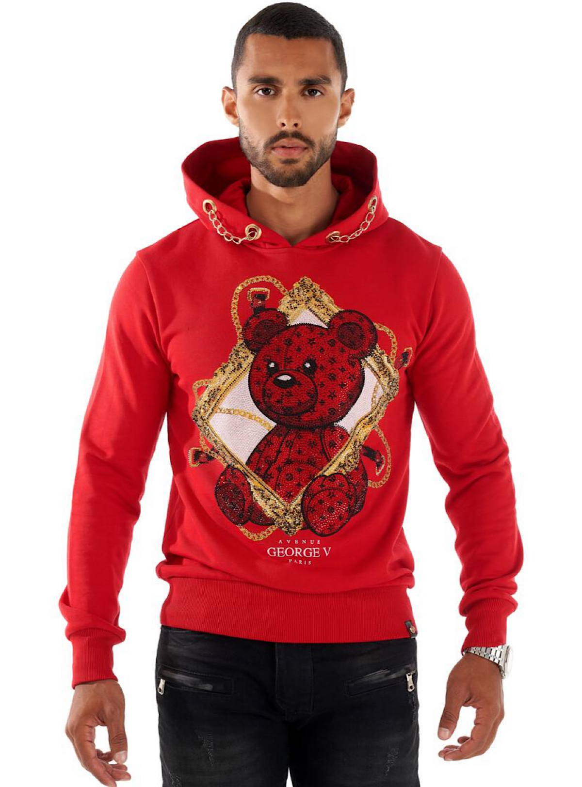 George V Hoodie - Chain Bear - Red - GV2313