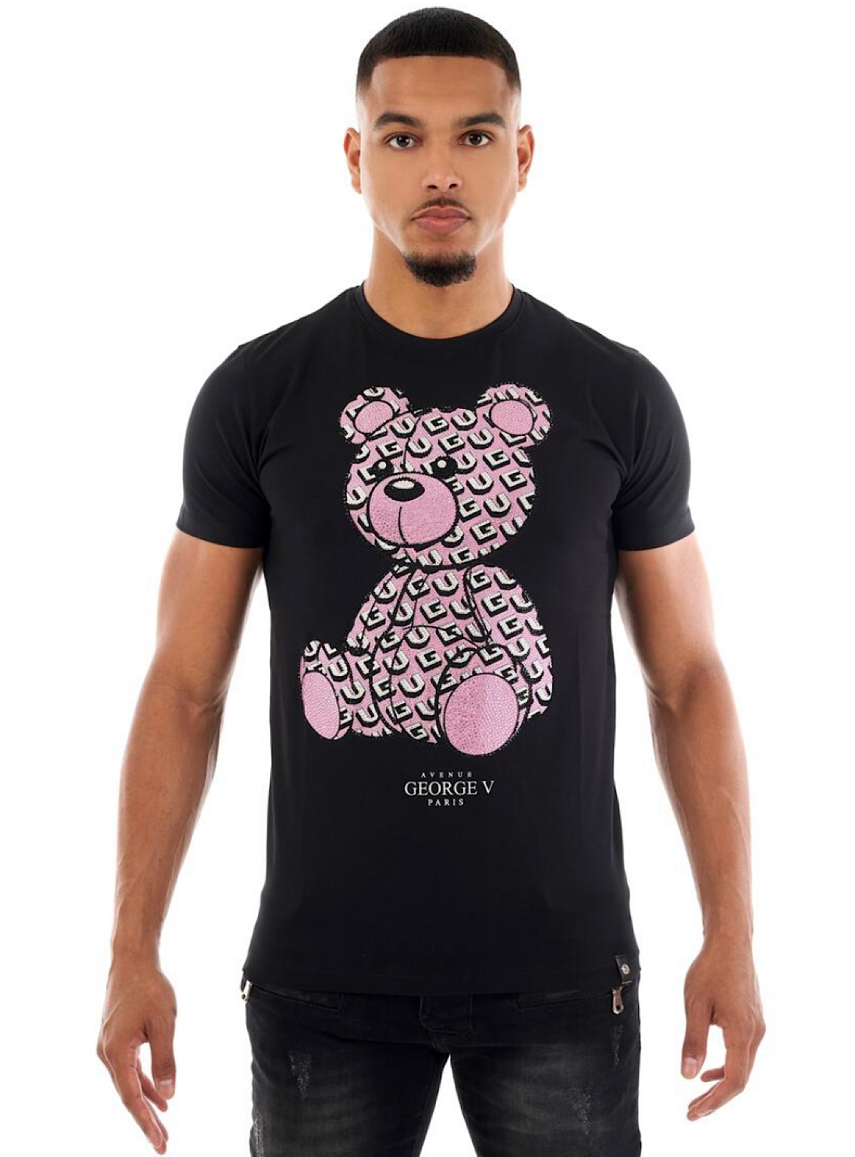 George V T-Shirt - Company Bear - Black-Pink - GV-2397