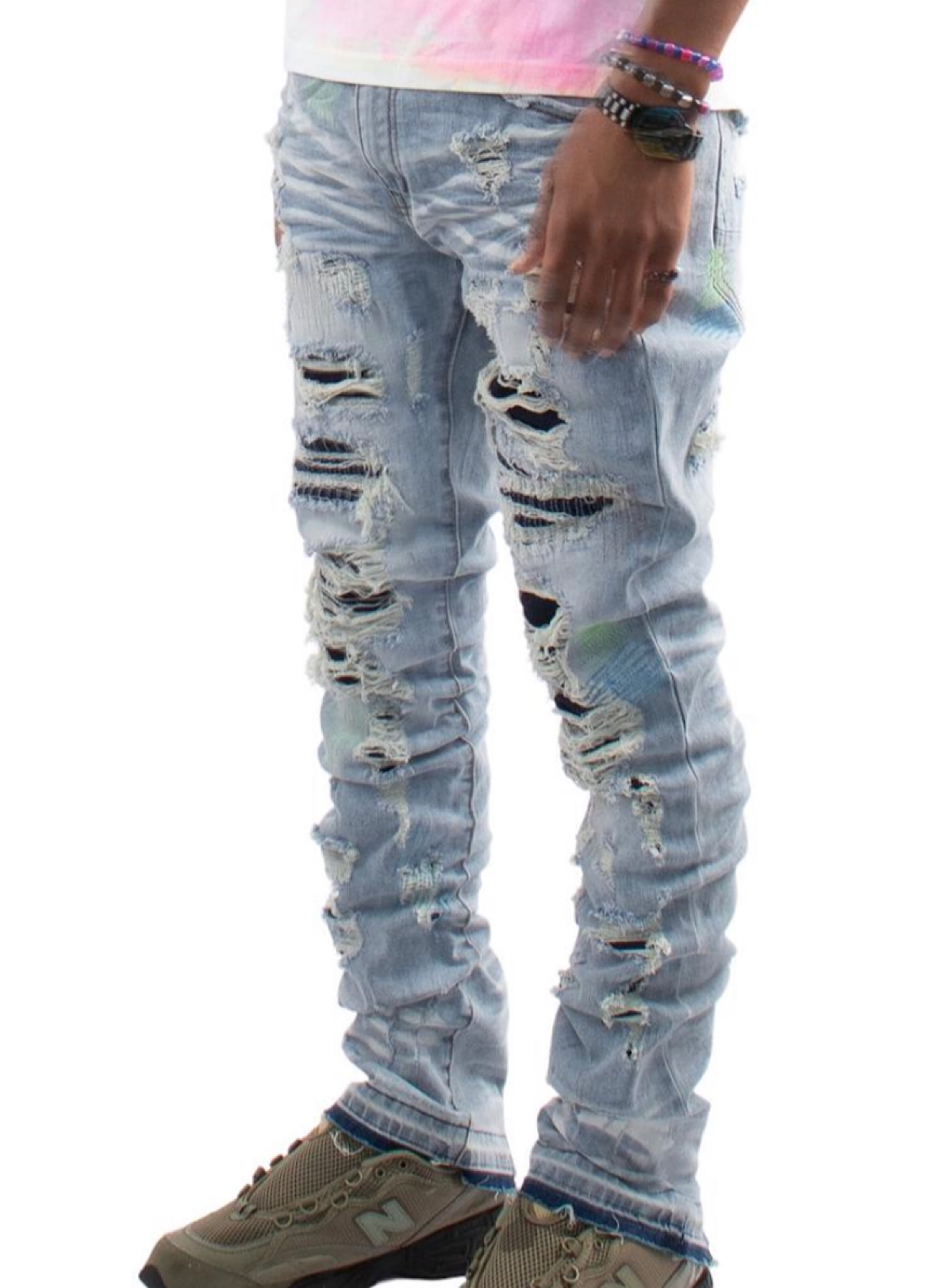 Majestik Jeans - Stacked Rips and Repair - Light Blue - DL2240