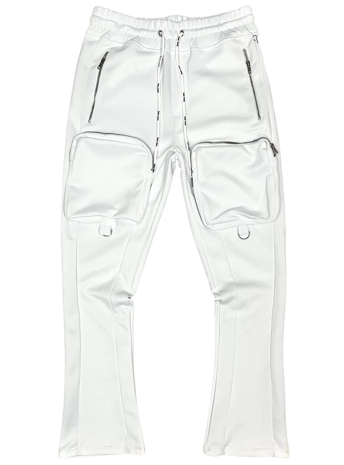 Motive Denim Cargo Stacked Track Pants - White - MT100