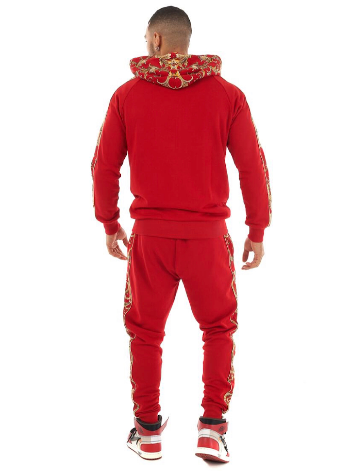 George V Sweatsuit - Side Logo - Red And Gold - GV2420