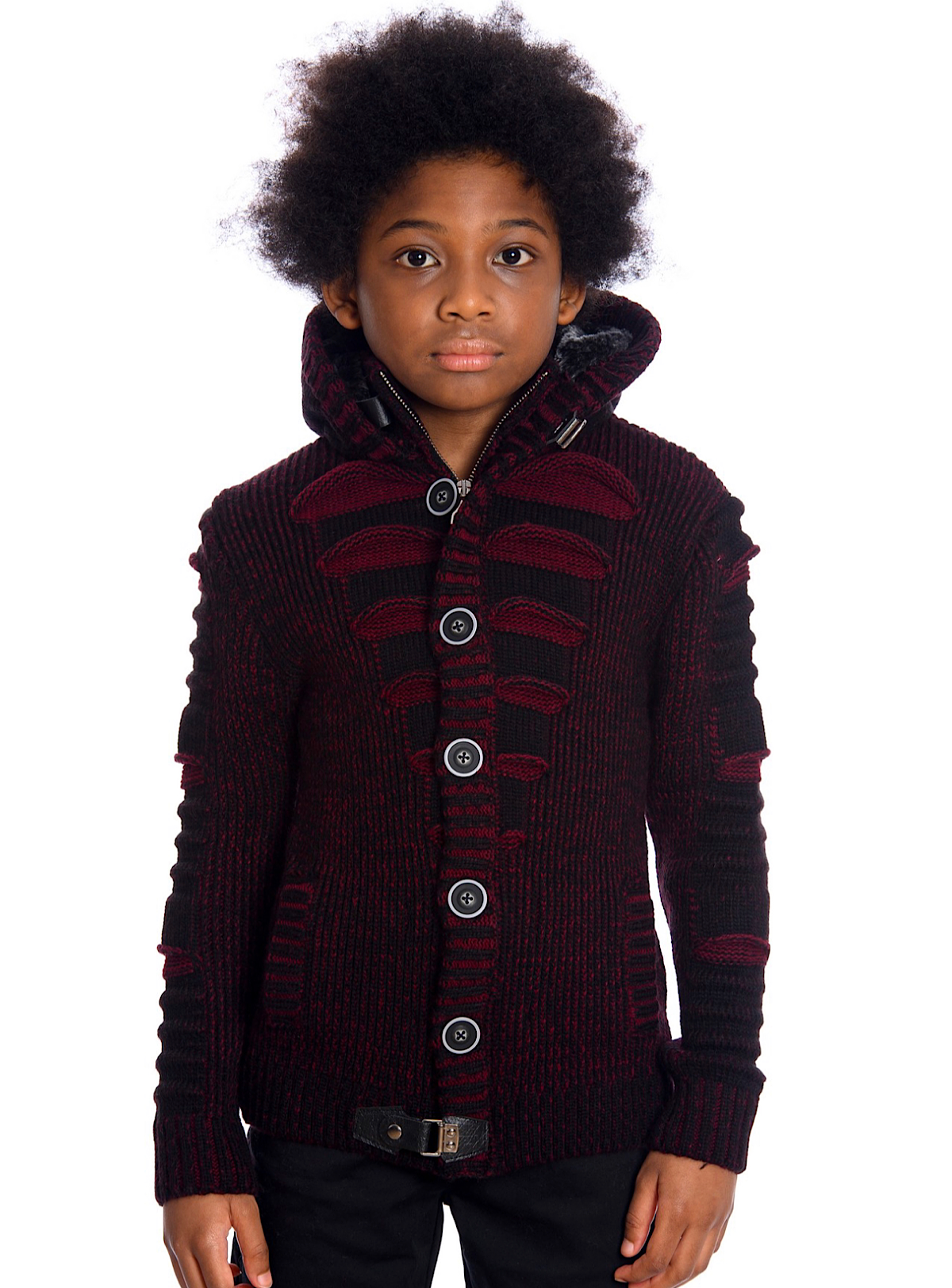 LCR Kids Sweater - Knit - Black And Burgundy - K-5605