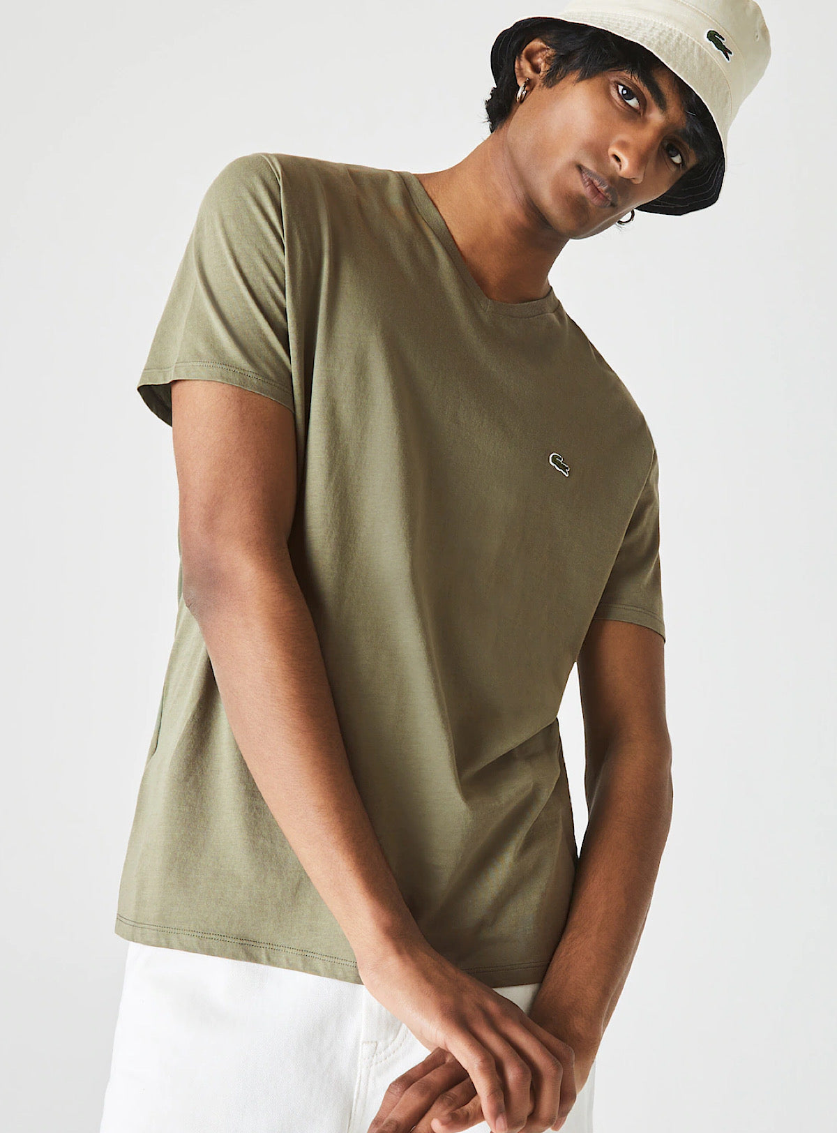 Lacoste T-Shirt - V-Neck Pima Cotton Jersey - Khaki Green-316 - TH6710