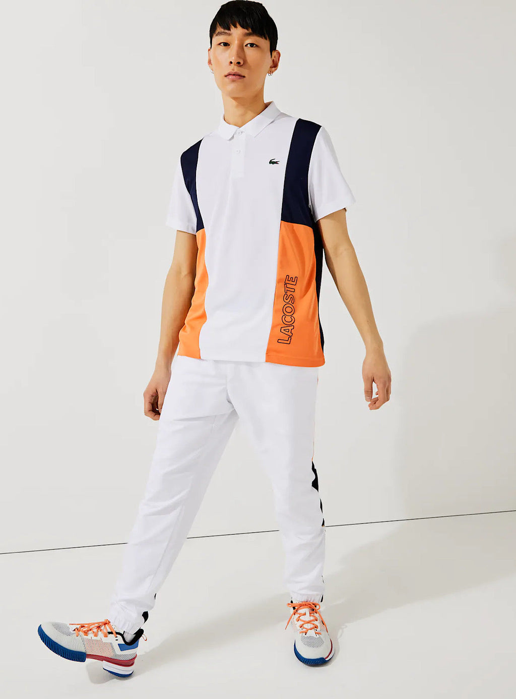 Lacoste T-Shirt - Graphic Polo - White With Navy And Orange - DH0840