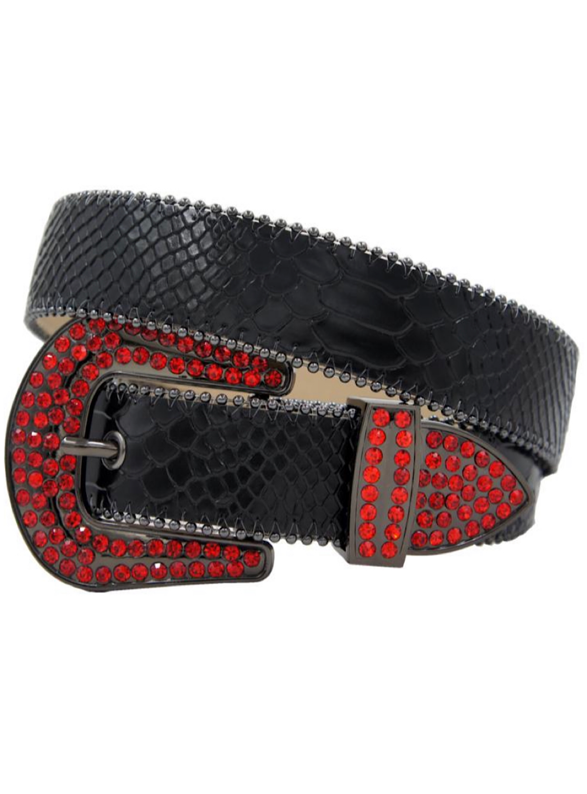DNA Belt - Plain Snakeskin - Black And Red