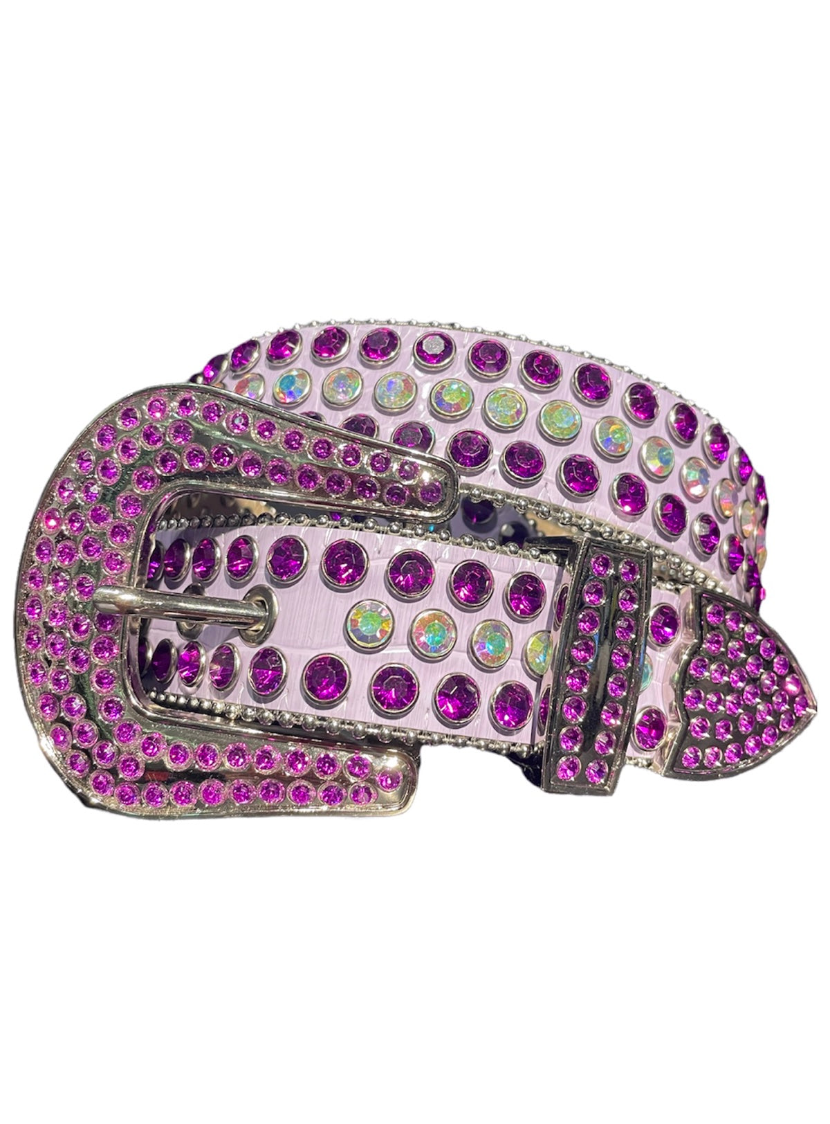 DNA Belt - Stones - Purple Leather With Purple And Multi