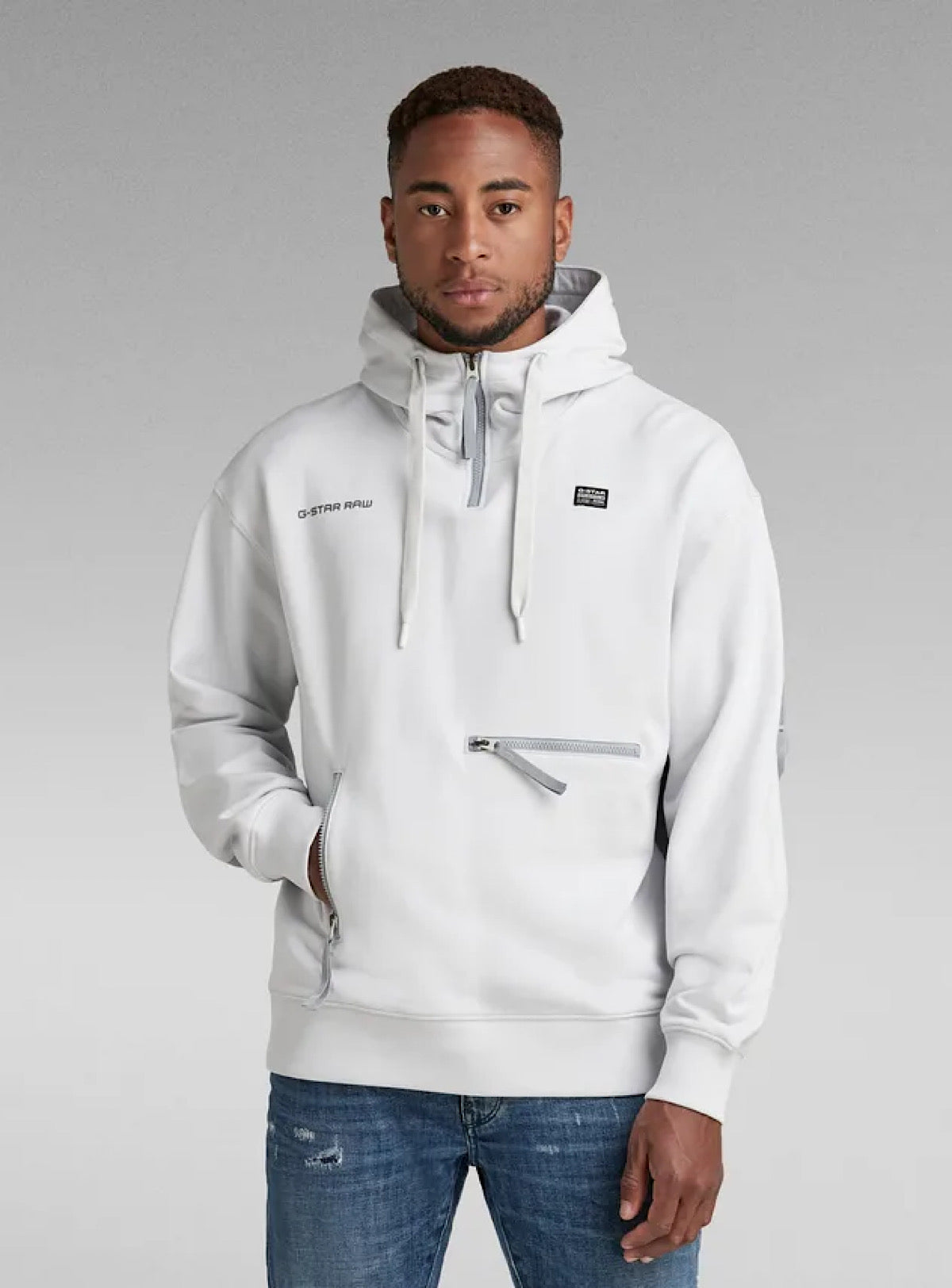 G-Star Hoodie - Half Zip Loose - Nimbus Cloud - D21152