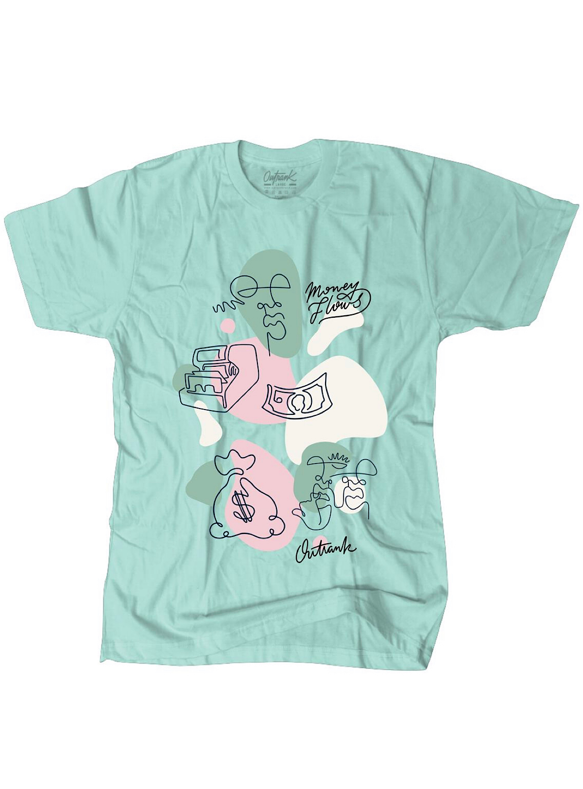 Outrank T-Shirt - Money Flows - Mint - QS460