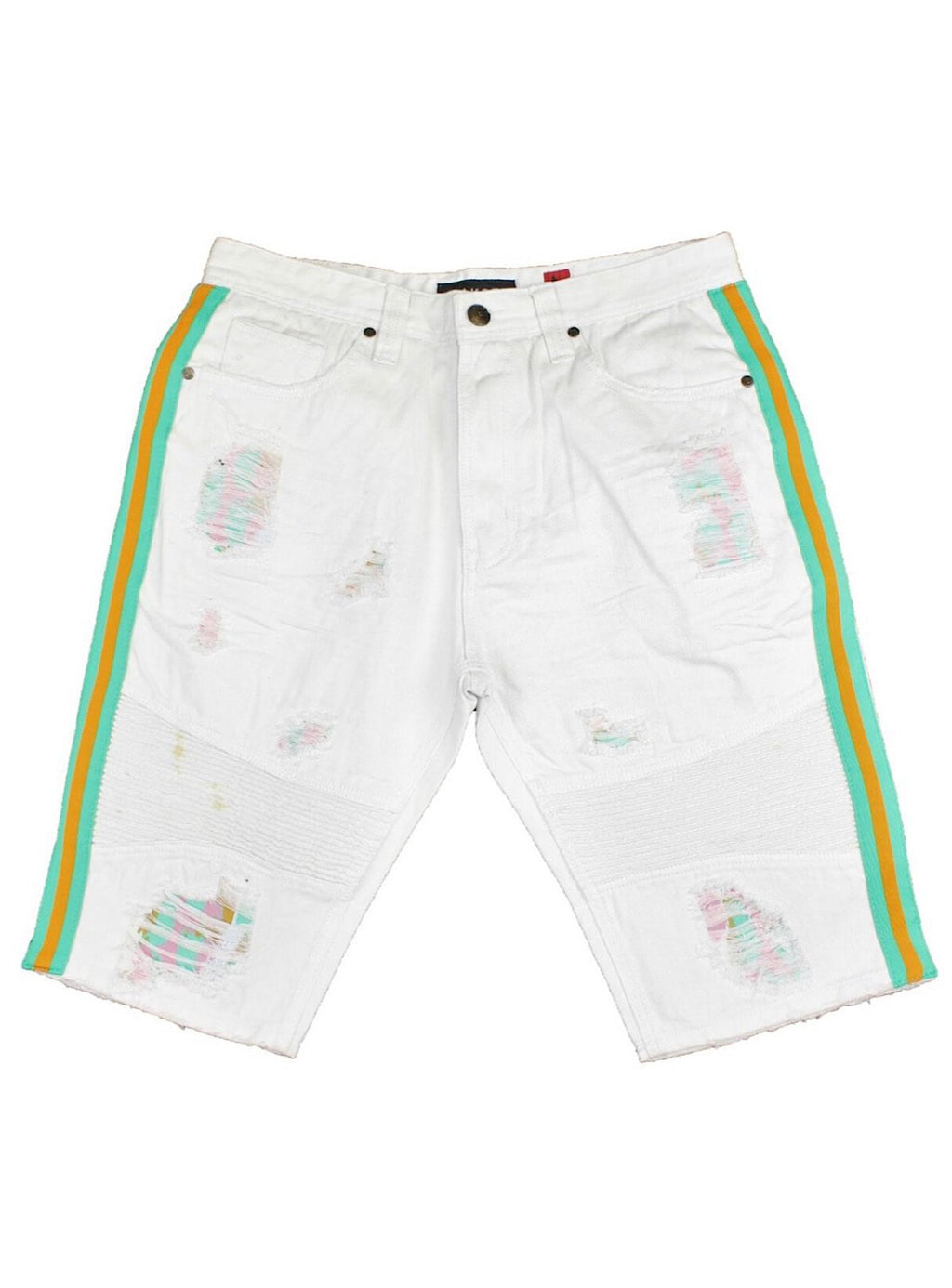 Makobi Jean Shorts - Stripe - White/Green - M757